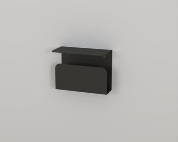 Modern Wall Mount Mail Organiser with Shelf, Metal Document Holder, Matte Black