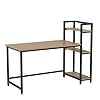 Computer Desk with Storage Shelves, 106x60x108 cm, Industrial Style Workstation, Wood and Metal Frame, Black