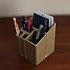 Modern Gold Multi-Compartment Desk Organiser, Metal Construction, 12x10x10 cm, Office Supply Holder, Stationery Storage
