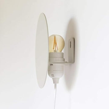 Modern Wall Sconce Light Fixture with LED Filament Bulb, White Circular Backplate, Pull Cord Design