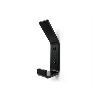 Modern Wall Hook, Black Metal Double Hook, Pack of 3, Decorative Coat and Towel Hanger