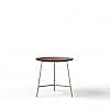 Modern Round Side Table, 45.7 cm Diameter, Walnut Wood Top with Gold Metal Base, 45.7 cm Height
