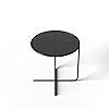 Modern Round Side Table, 45.7 cm Height, Black Metal Frame, Contemporary Design
