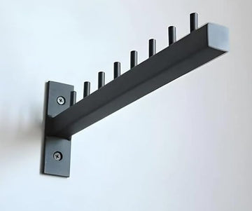 Wall-Mounted Metal Hook Rack, Black, Heavy-Duty Steel Construction, 5 KG Load Capacity