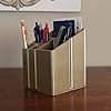 Modern Gold Multi-Compartment Desk Organiser, Metal Construction, 12x10x10 cm, Office Supply Holder, Stationery Storage