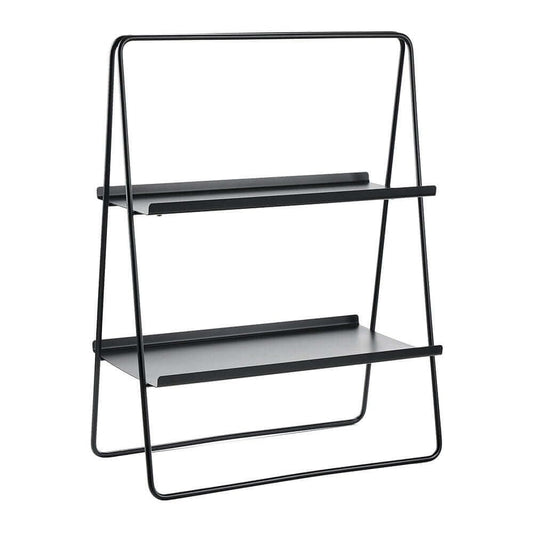 2-Tier Metal Storage Shelf, 91.44 cm Height, Black Steel A-Frame Display Stand (Matte Black)