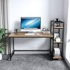 Computer Desk with Storage Shelves, 106x60x108 cm, Industrial Style Workstation, Wood and Metal Frame, Black