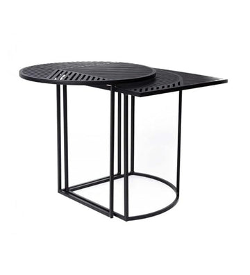 Modern Steel Side Table, 40 x 40 x 42.5 cm, Indoor/Outdoor Use, Blue, Set of 2 (White)