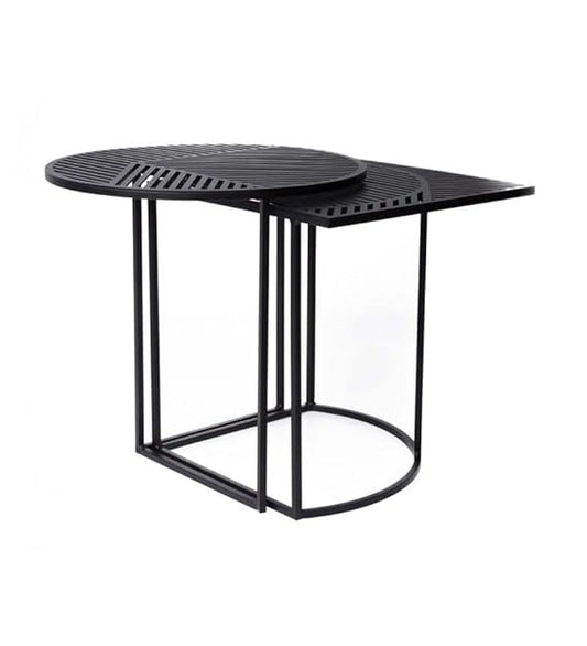 Modern Steel Side Table, 40 x 40 x 42.5 cm, Indoor/Outdoor Use, Blue, Set of 2 (White)