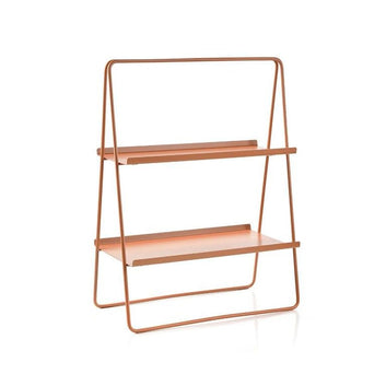 2-Tier Metal Storage Shelf, 91.44 cm Height, Black Steel A-Frame Display Stand (Golden)