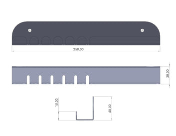 Modern Entryway Wall Shelf with Key Hooks, Metal Mail and Key Organiser, 25 cm Width, Black