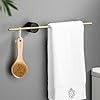 Modern Towel Bar, 71 cm, Wall Mounted, Black Walnut Wood and Metal, Multi-Colour (Golden)