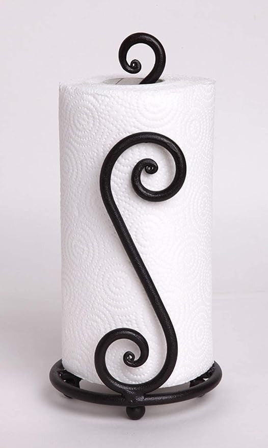 WOOD CRAFT Wrought Iron S Shape Tissue Paper Holder, Versatile Kitchen, Bathroom, and Dining Table Dispenser – Stylish Black Napkin/Towel/Roll Holder for Home and Office Use.