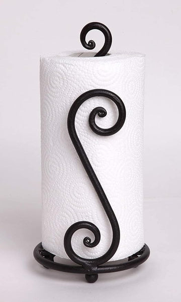 WOOD CRAFT Wrought Iron S Shape Tissue Paper Holder, Versatile Kitchen, Bathroom, and Dining Table Dispenser – Stylish Black Napkin/Towel/Roll Holder for Home and Office Use.