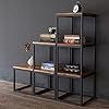 Industrial Multi-Level Bookshelf, Natural Wood Shelves with Black Steel Frame, 120x35x110 cm, Modern Display Storage Unit