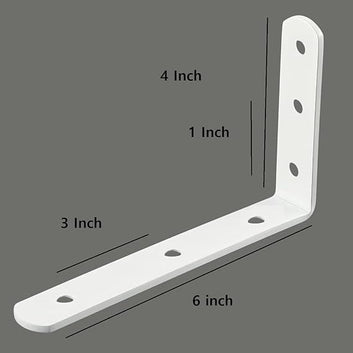 Homestead Decor Wall Bracket for Shelves and Home Decor, Metal L Angle with Matching Screws - Pack of 4 (6'' x 4'')