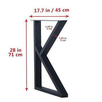 2 Pcs Furniture Legs Rustic Decory K Shape Table Legs,Heavy Duty Metal Desk Legs,Dining Table,Industrial Modern, DIY Iron Bench(H28”xW17.7”)