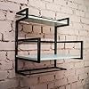 Modern Industrial Wall Shelf, Black Metal Frame with White Shelves, Geometric Open Design, Wall-Mounted Storage for Home, Office, Kitchen, Bathroom