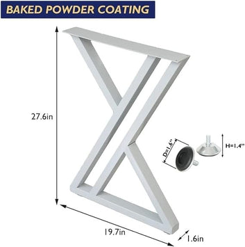 Industrial Dining Modern Table Legs Desk Legs Base Cast Iron Welding Wrought Iron Coffee Table Bench Legs Night Stand Office (White Z Shape)