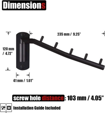 Wall Mounted Clothes Hanger, 5 Pegs, Matte Black, Foldable, 27.6 cm x 12 cm, 5 kg Capacity (1)