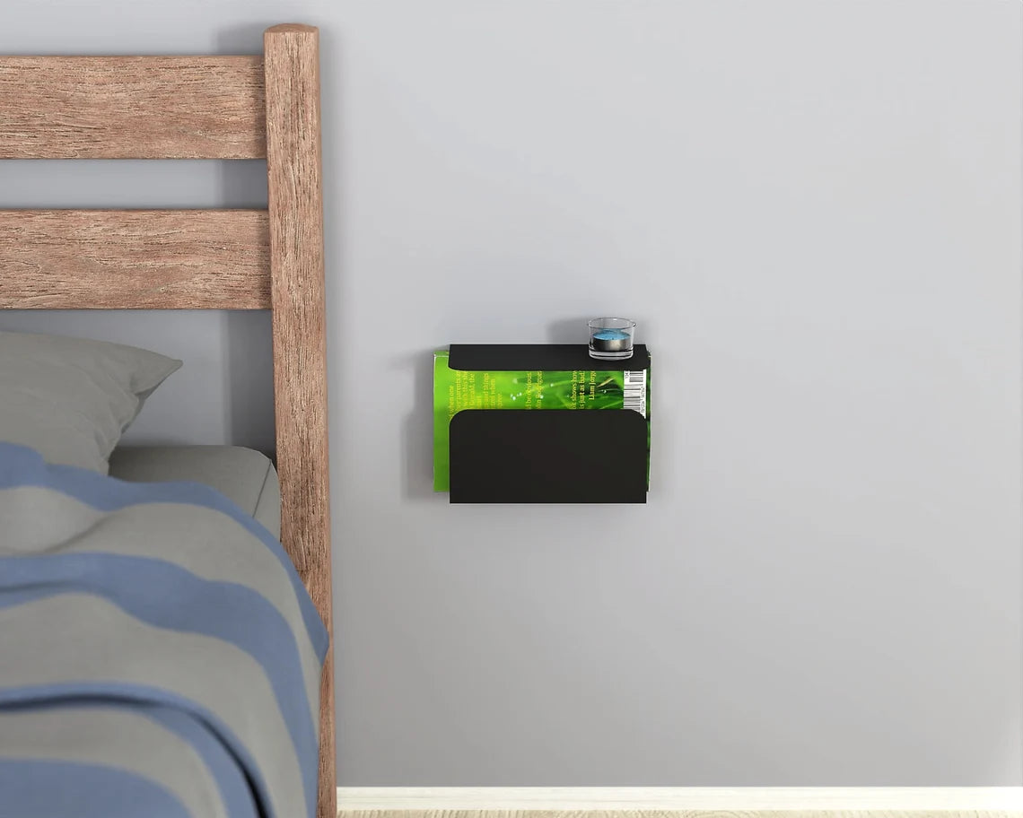 Modern Wall Mount Mail Organiser with Shelf, Metal Document Holder, Matte Black