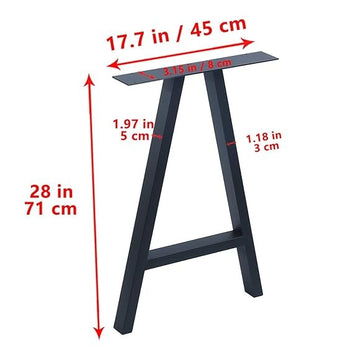 2 Pcs Rustic Decory Metal Desk & Dining Table Legs - Heavy Duty Industrial Modern A Shape Iron Bench Legs (H28'xW17.7')