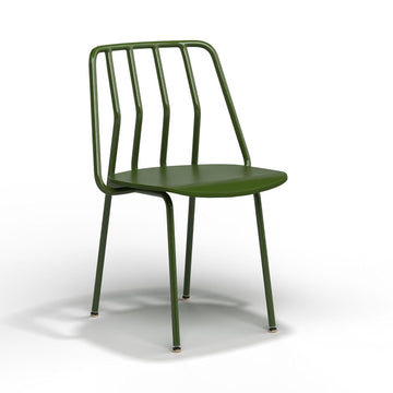 Steel Dining Chair, Modern Slatted Back Design, 53cm x 49.5cm x 79.5cm, Olive Green (Olive Green)