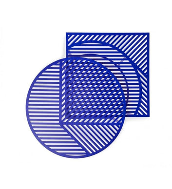 Modern Steel Side Table, 40 x 40 x 42.5 cm, Indoor/Outdoor Use, Blue, Set of 2 (Blue)