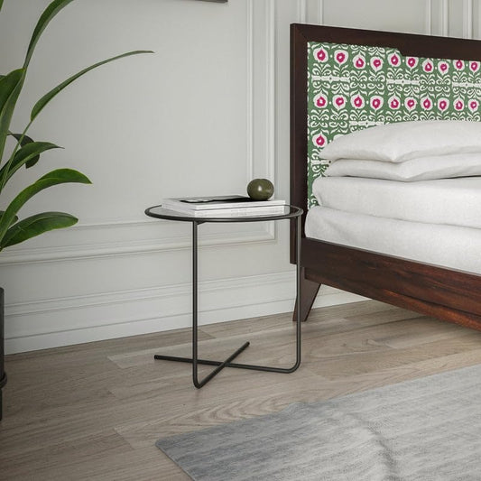 Modern Round Side Table, 45.7 cm Height, Black Metal Frame, Contemporary Design Brand: Generic