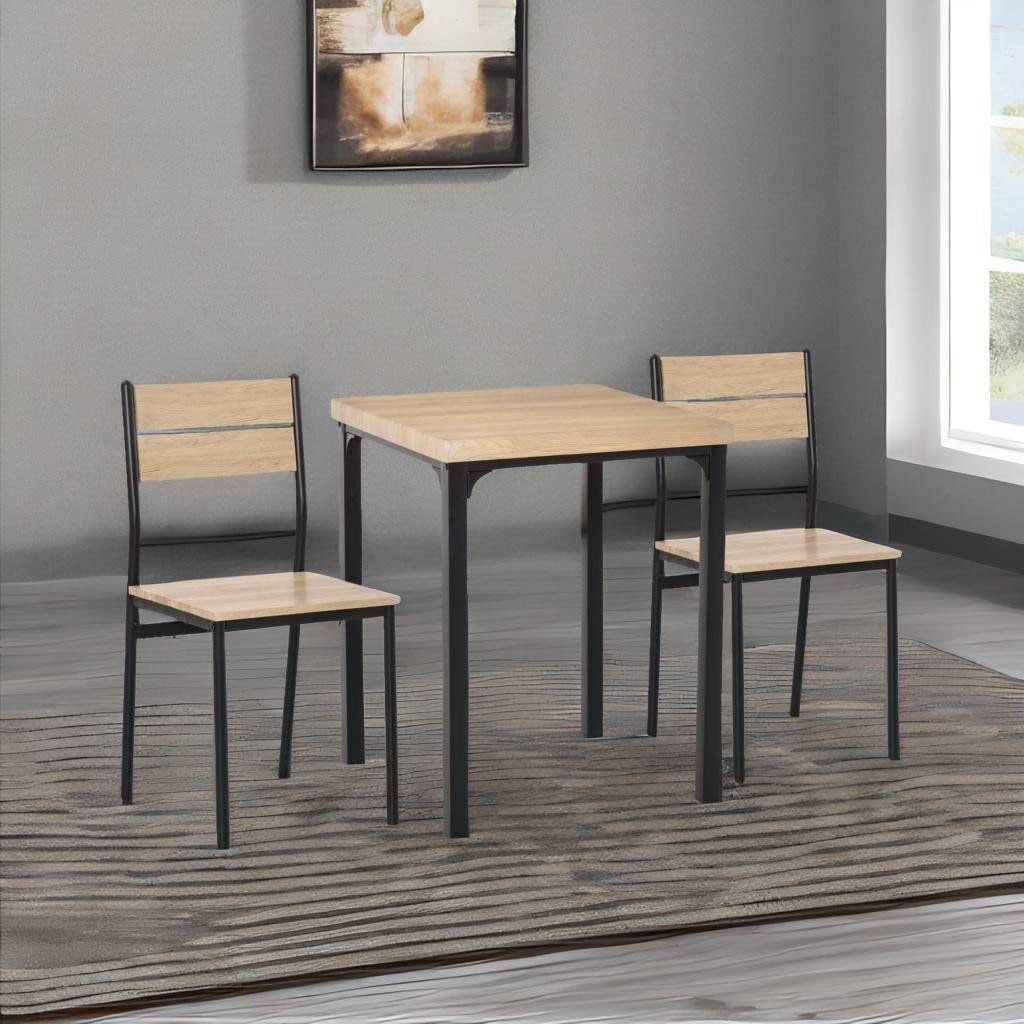 Modern Dining Chair, Natural Wood Seat with Black Metal Frame, Industrial Minimalist Design, 82x40x40 cm