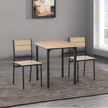 Modern Dining Chair, Natural Wood Seat with Black Metal Frame, Industrial Minimalist Design, 82x40x40 cm