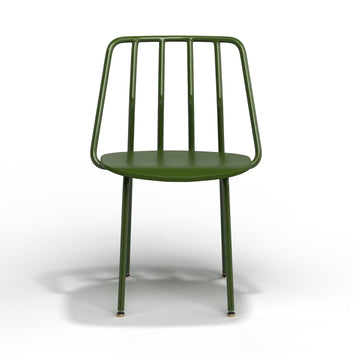 Steel Dining Chair, Modern Slatted Back Design, 53cm x 49.5cm x 79.5cm, Olive Green (Olive Green)