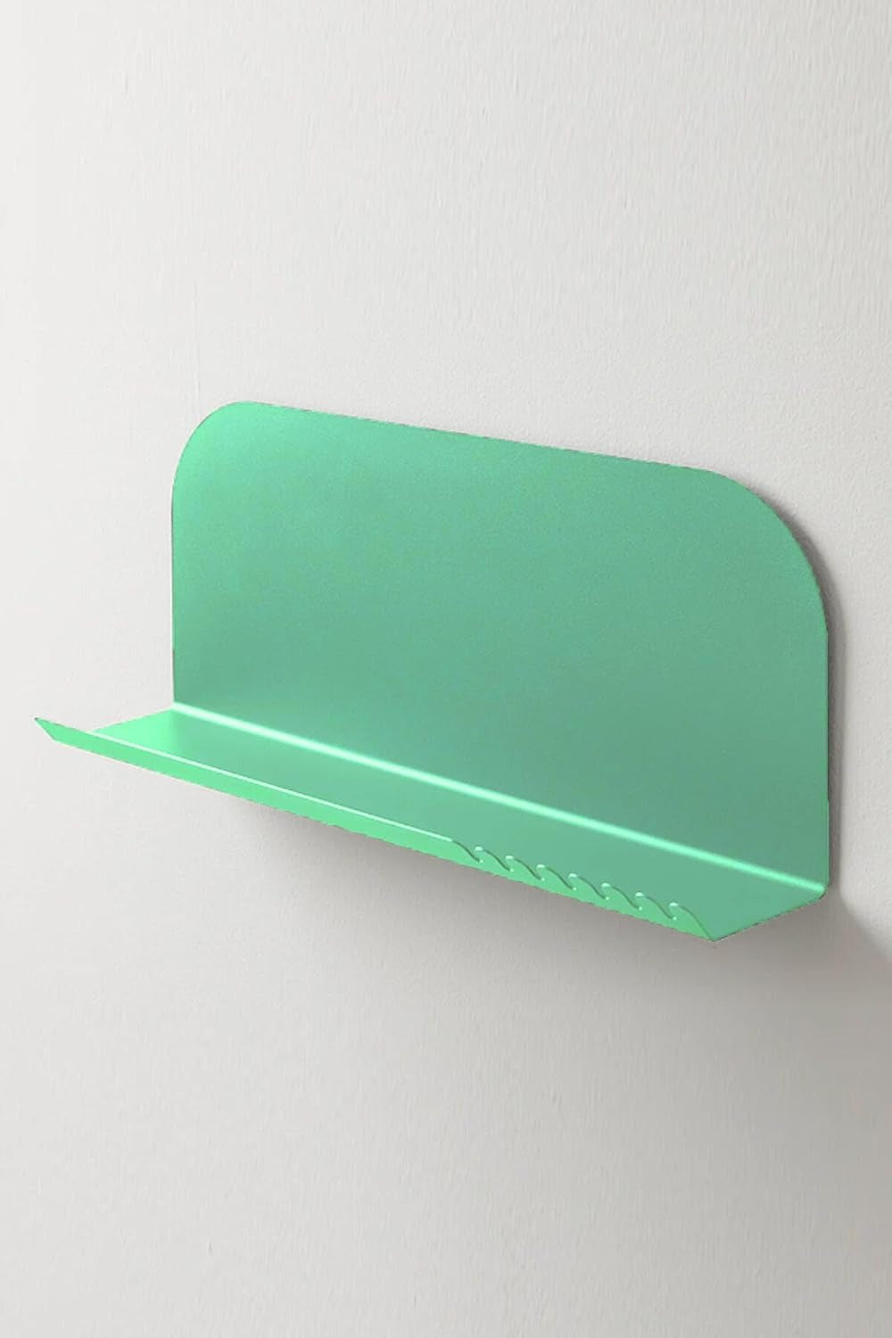 Modern Metal Wall Shelf with Key Hooks, 23 x 15 x 5 cm, Green, Floating Storage Organizer