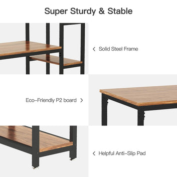 Computer Desk with Storage Shelves, 106x60x108 cm, Industrial Style Workstation, Wood and metal Frame, Black