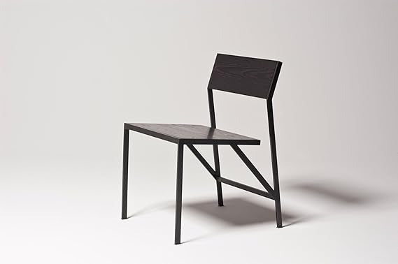Modern Dining Chair, Blackened Steel and Ash Wood, 48x58x79 cm