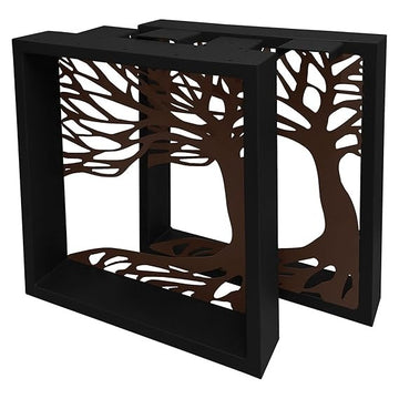 Steel Table Frame with Tree Design, Black, Set of 2 Runners