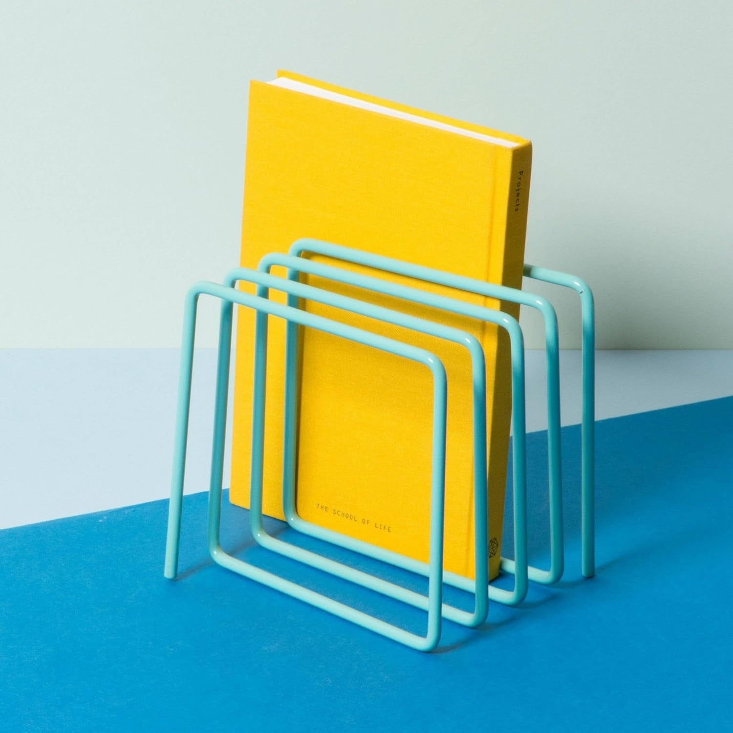Metal Magazine Rack, 15 cm Cube, Powder Coated, 8 Magazine Capacity, Desktop Organiser (SKY BLUE)