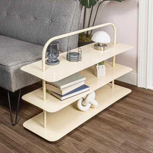 Metal Shoe Rack and Side Table, 62.2 x 31.8 x 97 cm, 25 kg Weight Capacity, Modern Design, Mint (ALMOND)