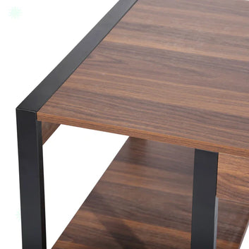 Industrial Computer Desk with Storage Shelves, 119.4 x 61 x 76.2 cm, Rustic Wood and Black Metal Frame