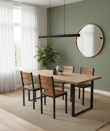 Sleek Urban Dining Chairs - Natural Wood Finish - Set of 4