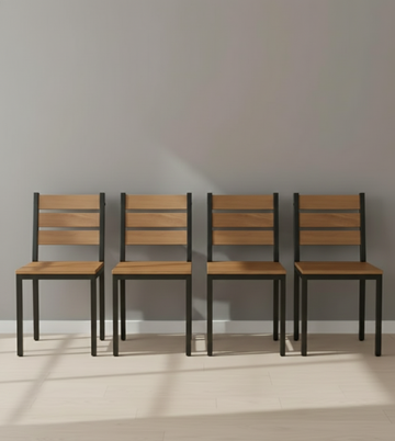 Sleek Urban Dining Chairs - Natural Wood Finish - Set of 4