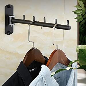 Wall-Mounted Coat Rack, 5 Hooks, Heavy-Duty metal, Black, Industrial Style