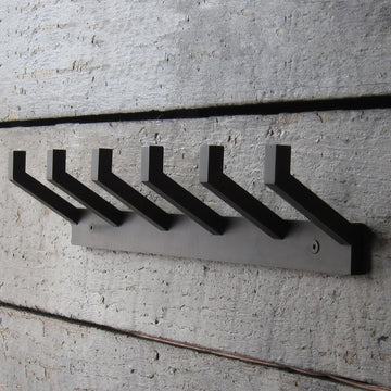 Modern metal Wall Mounted Hook Rack, Matte Black, 6 Heavy Duty Hooks, Industrial Style, Multi-Purpose Storage for Entryway, Kitchen, Bathroom, Garage